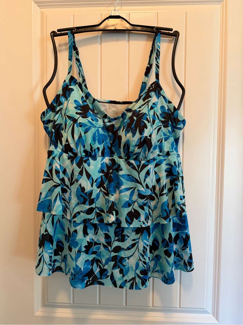 Blue and black Floral Tiered Tankini
